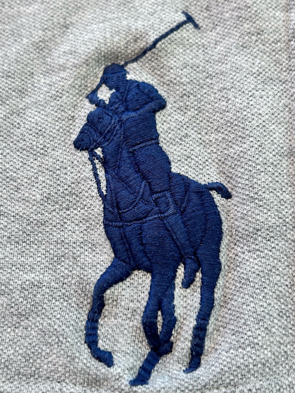 POLO Ralph Lauren Gray Shorts Blue Big Pony Embroidered Logo Cotton Men’s L - Picture 2 of 16